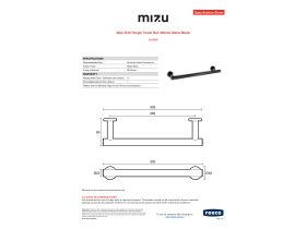 Specification Sheet - Mizu Drift Single Towel Rail 300mm Matte Black