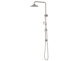 Kado Era Twin Rail Shower with Top Rail Water Inlet Lever Porcelain Handle Brushed Nickel (4 Star)