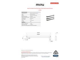 Specification Sheet - Mizu Drift Heated Towel Rail 630mm (Triple Pack) Brushed Gunmetal