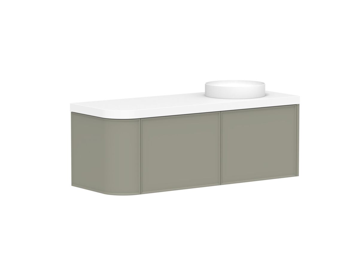 Kado Era 50mm Durasein Statement Top Single Curve All Drawer 1350mm Wall Hung Vanity with Right Hand Basin