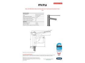 Specification Sheet - Mizu Drift MK2 Basin Mixer with Extended Lever Tap Brushed Gunmetal (5 Star)