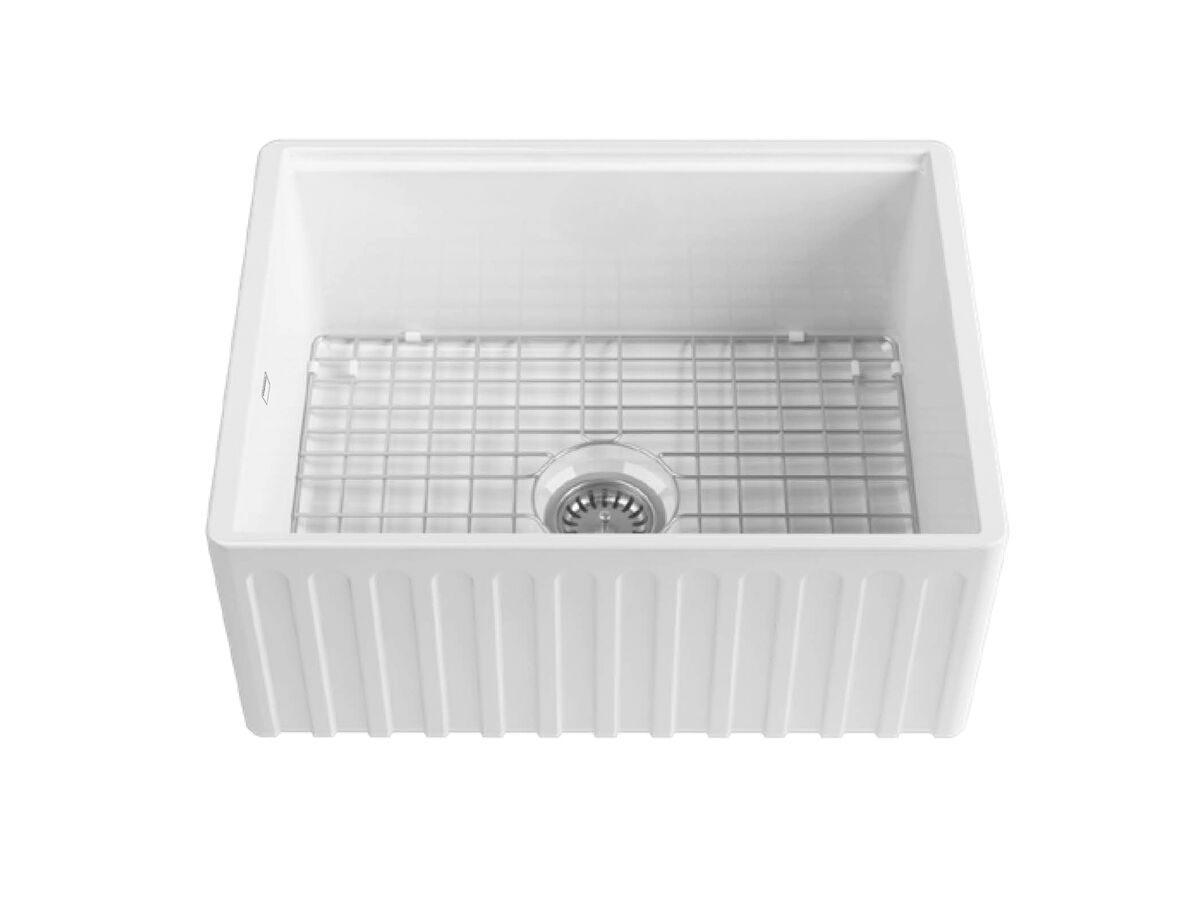 Memo Harper Single Bowl Butler Sink 610mm Fireclay White from Reece