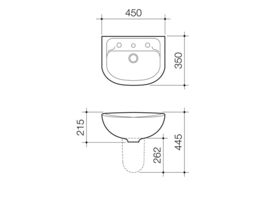 Faun Wall Basin 450 1 Taphole White