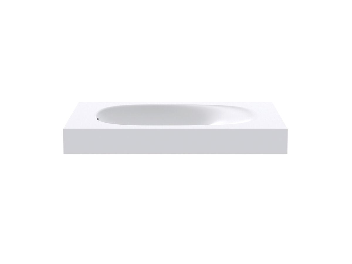 Kado Lussi 700mm Left Hand Wall Basin with Overflow No Taphole Matte White Solid Surface