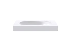Kado Lussi 700mm Left Hand Wall Basin with Overflow No Taphole Matte White Solid Surface