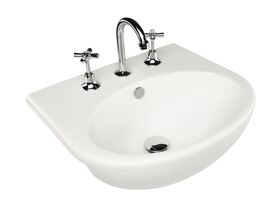 Base Semi Recessed Basin 3 tap holes White