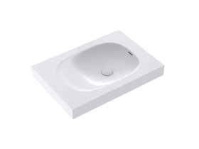 Kado Lussi 700mm Right Hand Basin with Overflow No Taphole Matte White Solid Surface