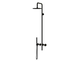 Milli Pure Progressive Shower Mixer Tap Column System with Handshower 250mm Right Hand and Linear Textured Handles Matte Black (3 Star)