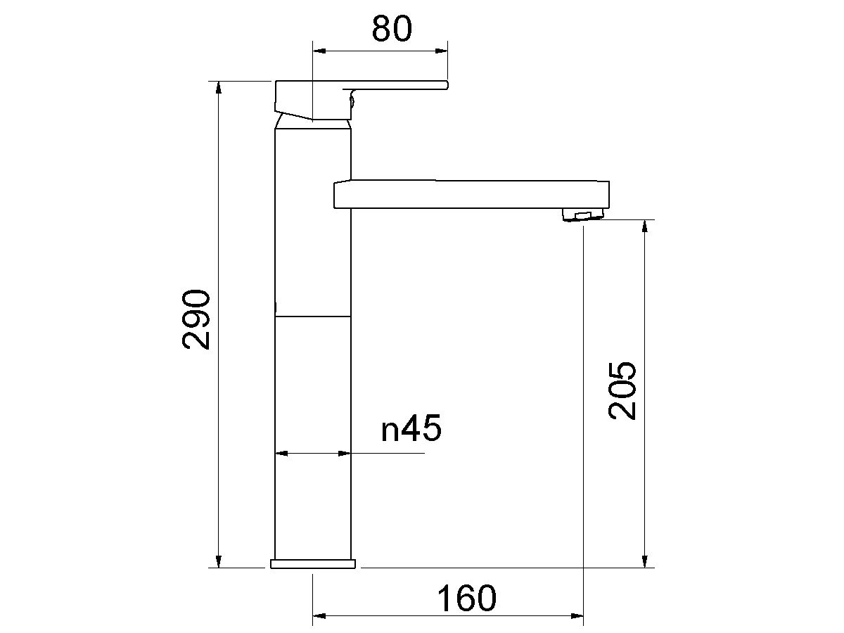 Yeva Tall Basin Mixer with Extended Outlet 160mm Chrome (6 Star)