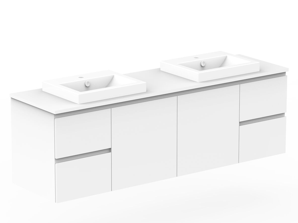 Posh Domaine 1800mm Wall Hung Vanity Unit Conventional Double Bowl