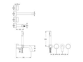 Milli Pure Progressive Bath Mixer Tap System 160mm with Handshower Right Hand