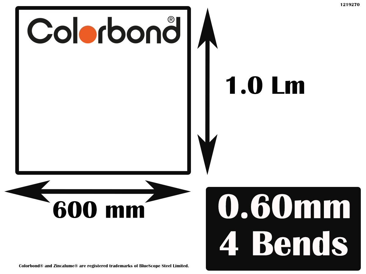 Flashing Colorbond 4 Bend .60mm 600mm