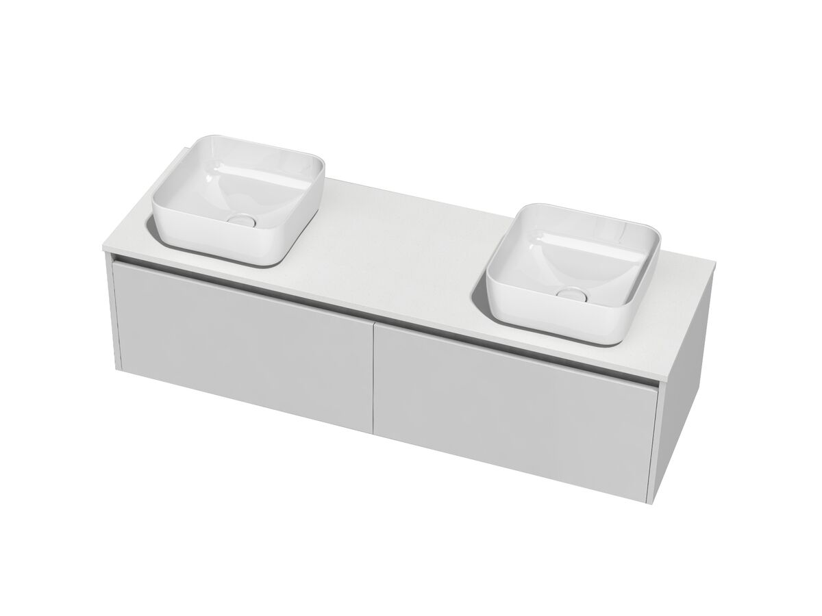Kayla Wall Hung Vanity Unit 1500 2 Drawers Cherry Pie Square Basin Double Bowl White