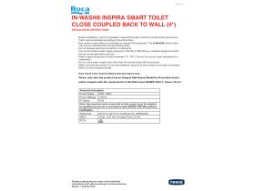 Installation Instructions - Roca In-Wash Inspira Smart Toilet Close Coupled Back to Wall (4 Star)