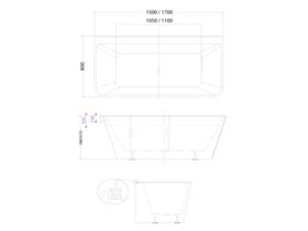 Aria Freestanding Back to Wall Bath 1500mm
