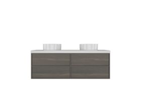 Kado Aspect Wall Hung Vanity Unit 1500mm Double Bowl 4 Drawer Corian 50mm Top