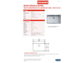 Franke Bow BXX210-68 Single Bowl Inset/Undermount/Flushmount Sink Pack ...
