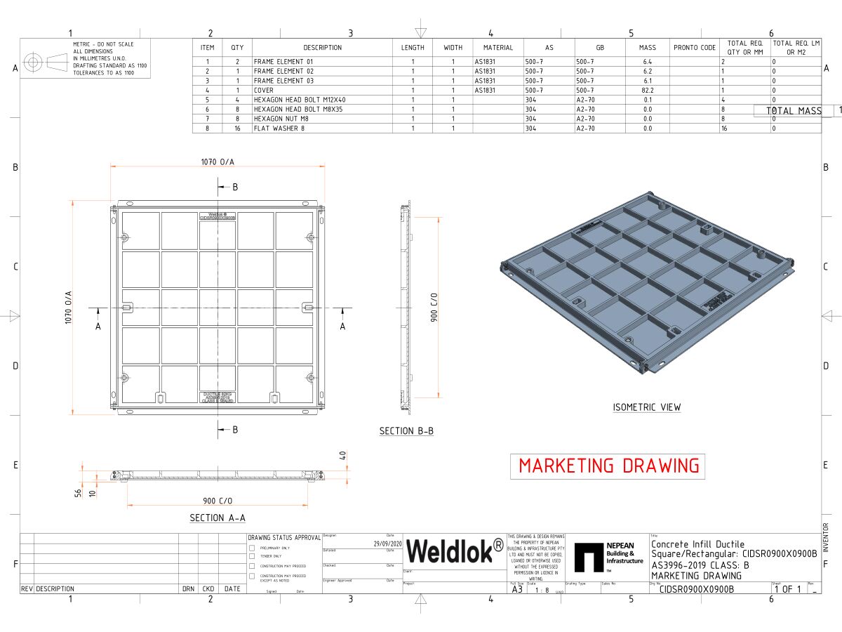 Square/Rectangular: CIDSR0900X0900B