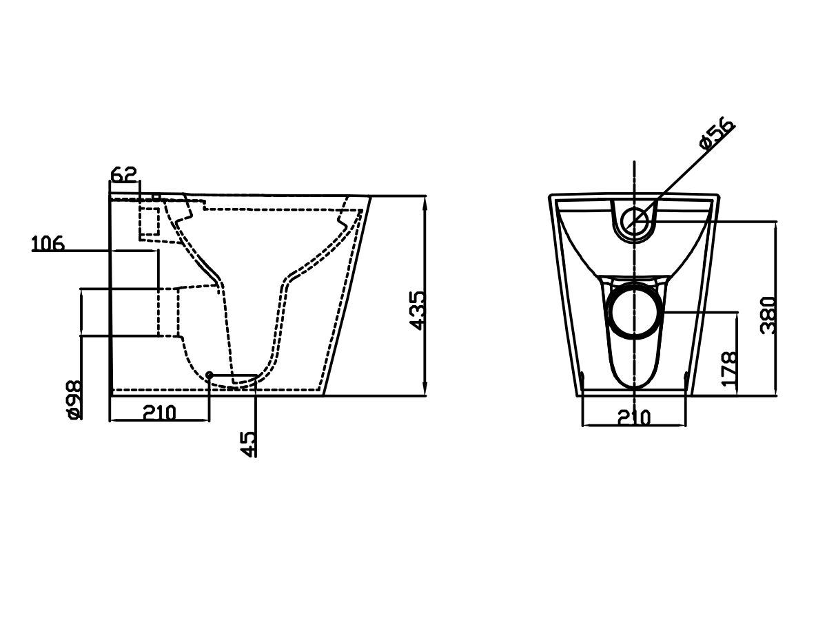 Kado Lux Back to Wall Overheight White Pan (4 Star)