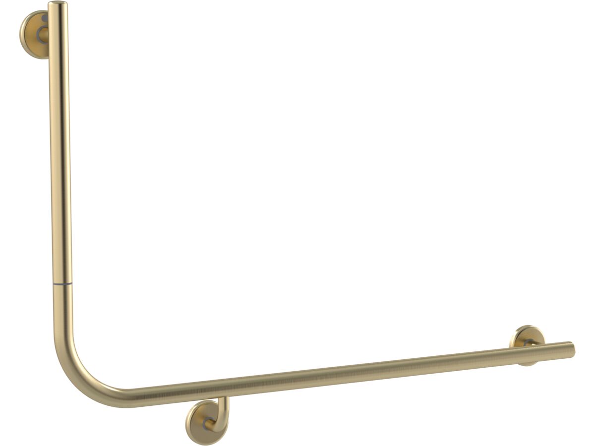 Mizu Drift 935 x 600 x 90 Degree Accessible Toilet Grab Rail Modular Right Hand Brushed Brass
