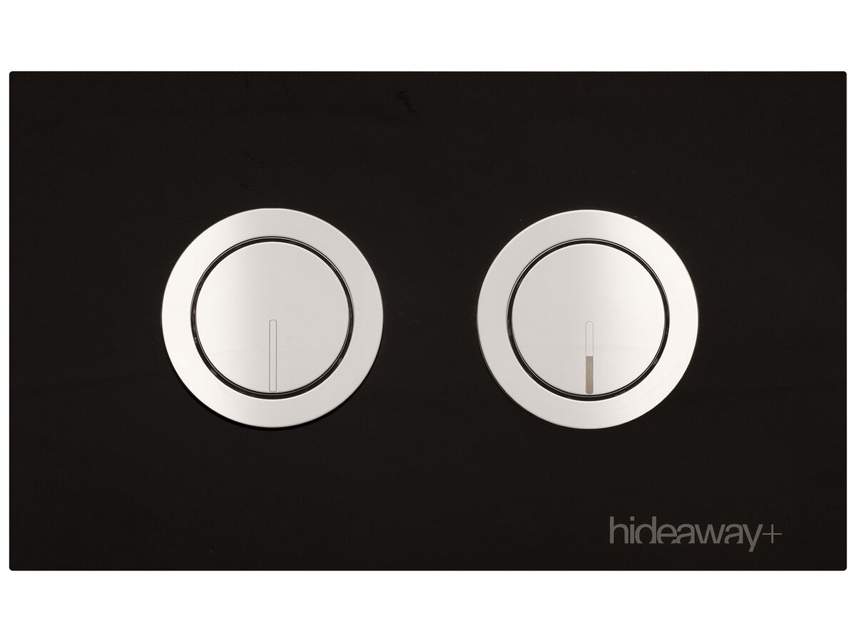 Hideaway+ Round Remote Access Button/ Plate Inwall Glass Black/ Chrome