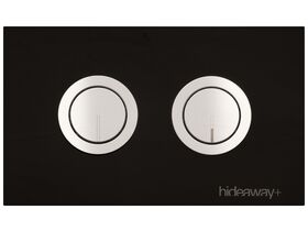 Hideaway+ Round Remote Access Button/ Plate Inwall Glass Black/ Chrome