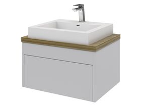 Acqua Wall Hung Vanity Unit 600mm Blackbutt Timber Top