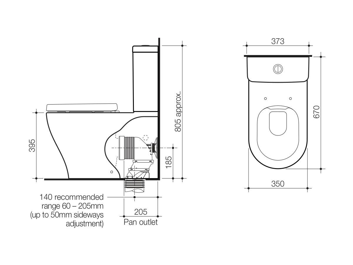 Caroma Luna Cleanflush Wall Faced Close Coupled Bottom Inlet Toilet