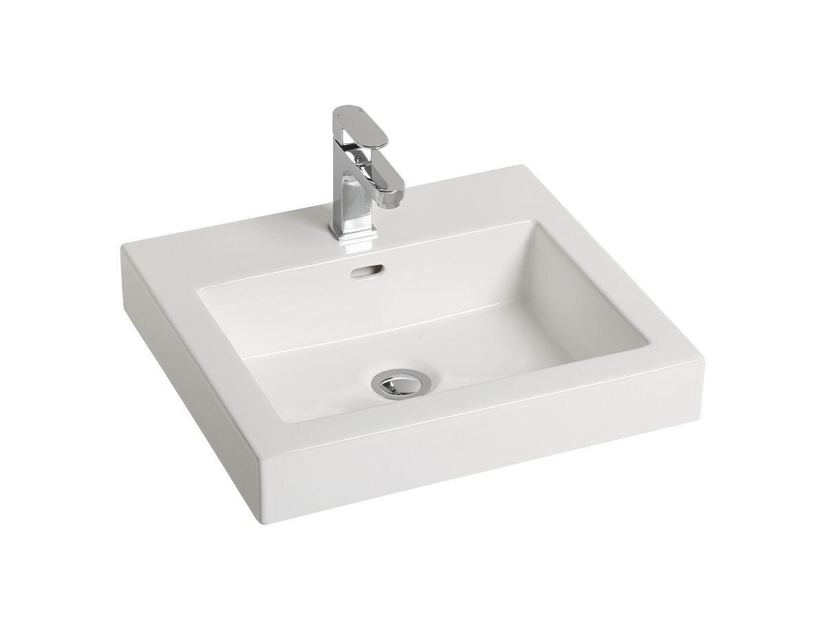 Kado Lux Semi Inset Basin 1 Taphole with Overflow White from Reece