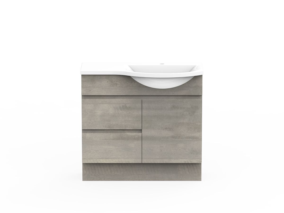 Posh Domaine 900mm Floor Mount Vanity Unit SemiRecessed Right Hand