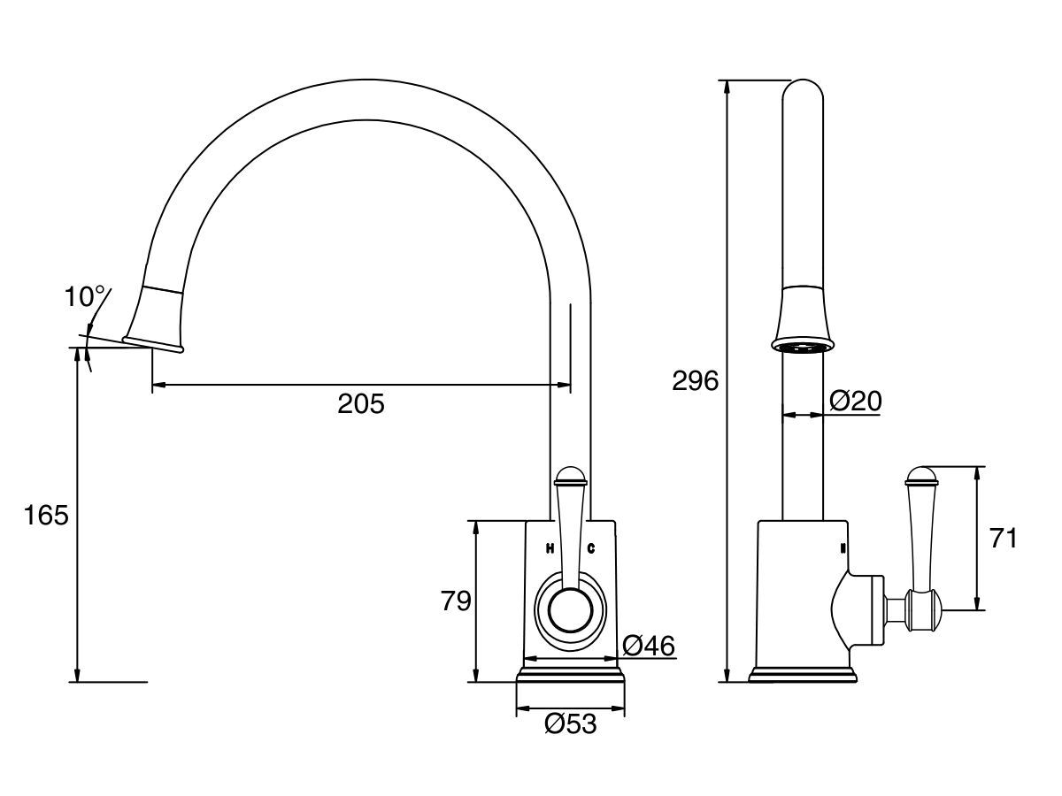 Posh Canterbury Gooseneck Sink Mixer Tap Small Chrome (4 Star) from Reece
