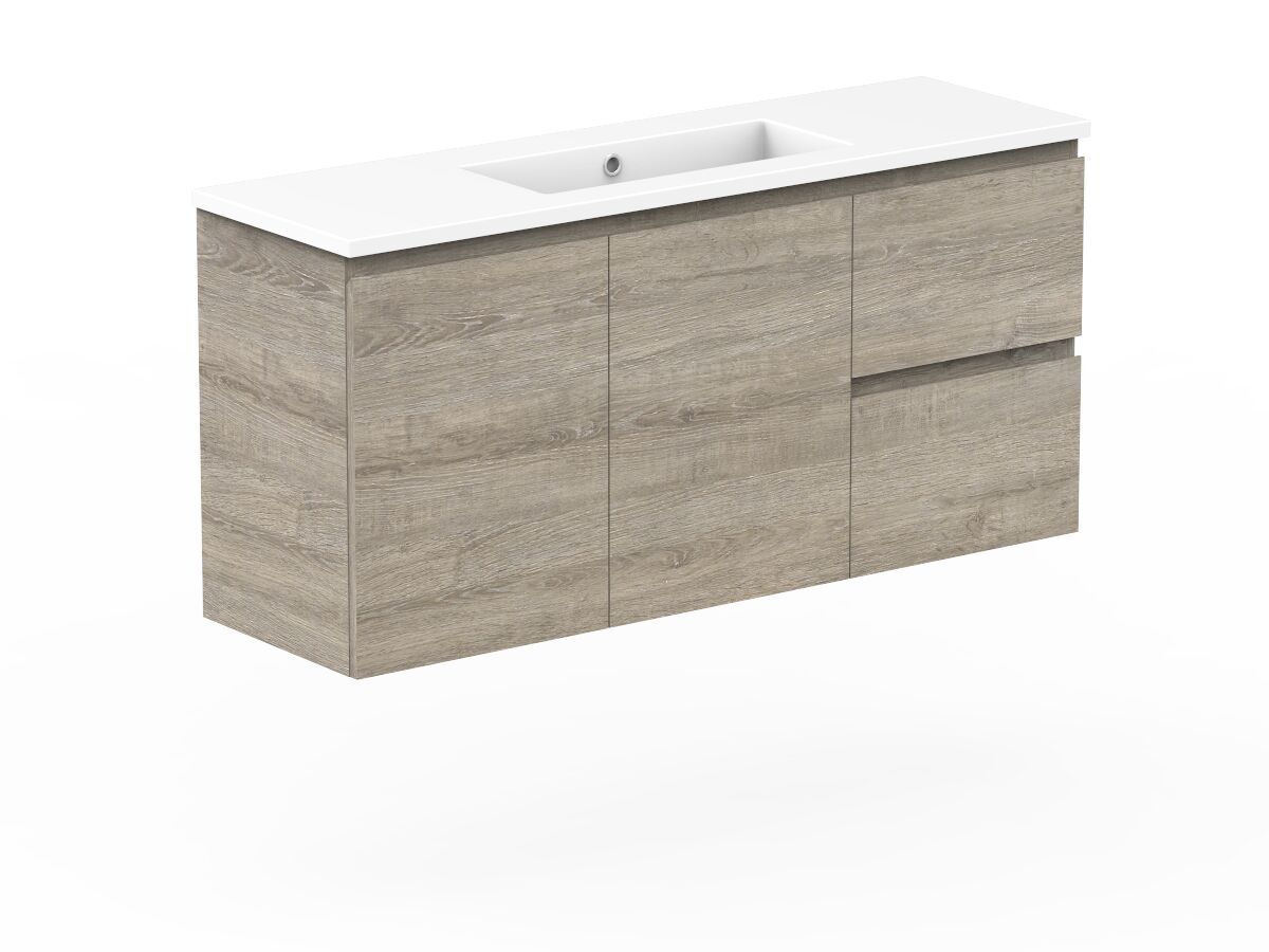 Posh Domaine Plus Ensuite 1200mm Wall Hung Vanity Cast Marble Top from