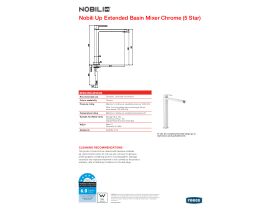 Specification Sheet - Nobili Up Extended Basin Mixer Chrome (5 Star)