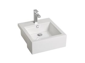Kado Lux Semi Recessed Basin with Overflow 420mm x 470mm 1 Taphole White