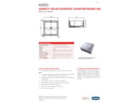 Technical Guide - Kado Aspect Solid Counter Basin 400 X 410mm with Overflow White