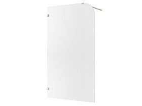 Hero - Kado Lux Frameless Curved Left Fluted Panel with Wall Clips 1200mm Brushed Brass