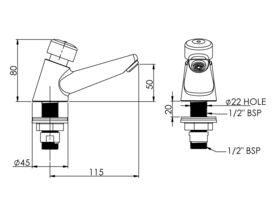 Enware Timed Self Closing Pillar Tap (14 Seconds)