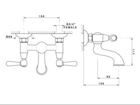 Classic Provincial Exposed Bath Set Lever Raw Brass