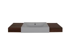 AXA Cento Wall Basin with Shelves No Taphole 1000mm White/ Walnut