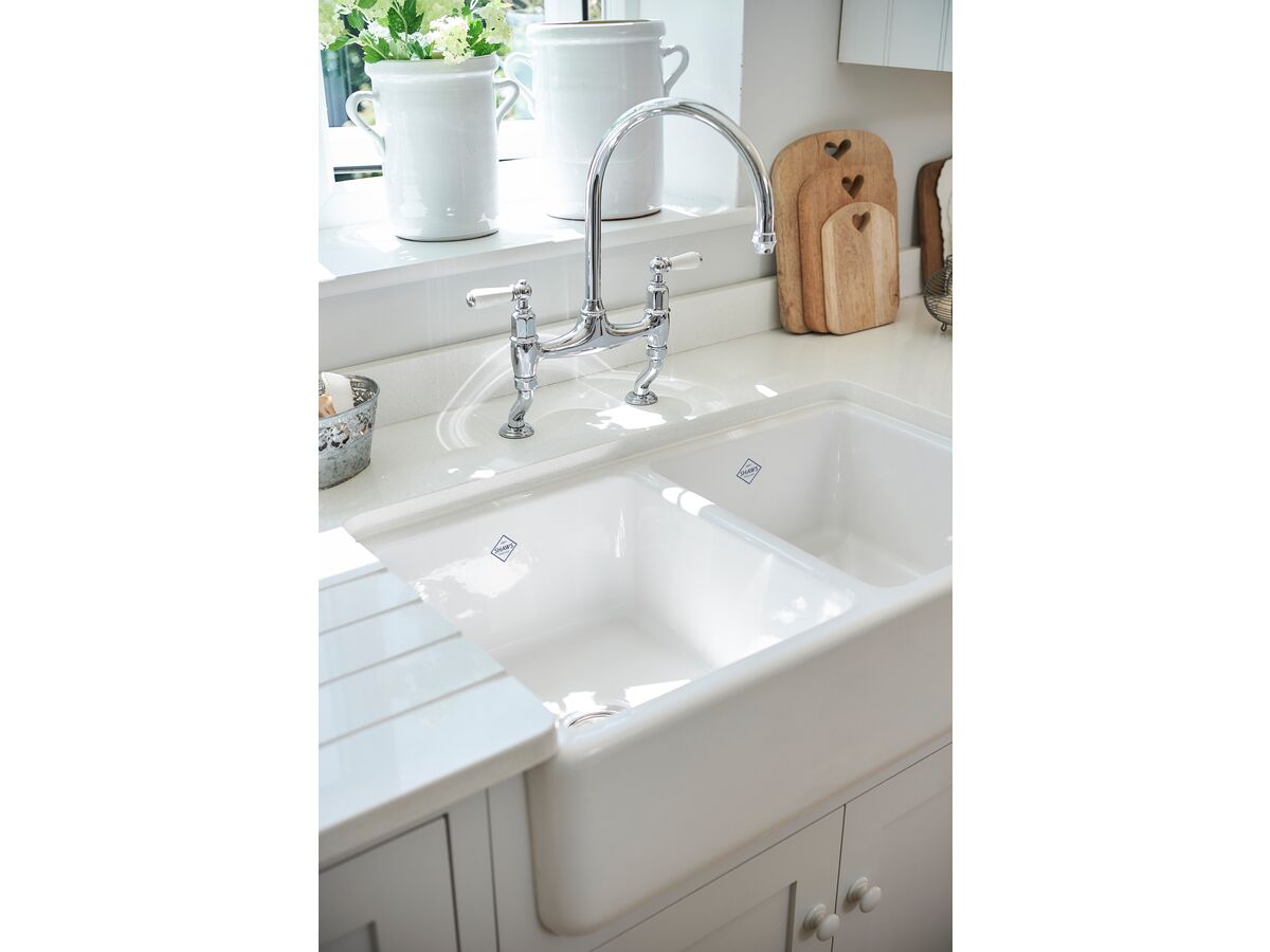 Shaws Lancaster Double Bowl 800mm Fireclay Butler Sink from Reece