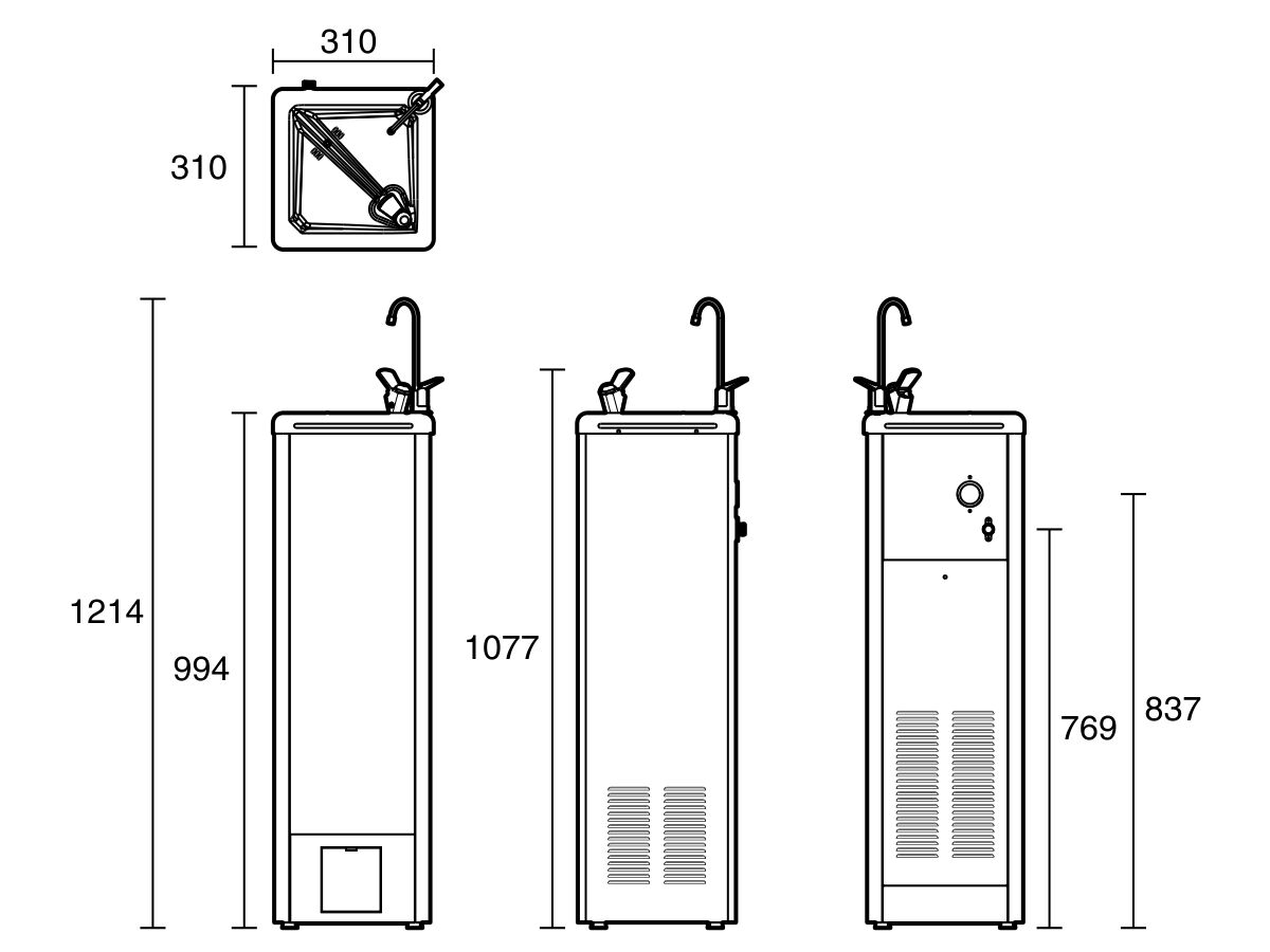 Wolfen Foot Sensor Activated Drinking Fountain with Glass Filler 19
