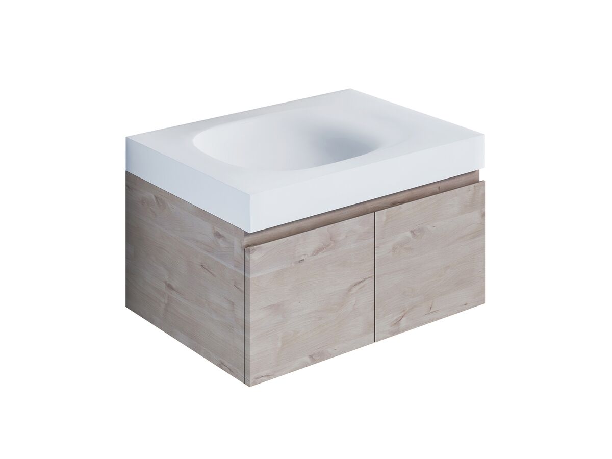 Kado Lussi 700mm Wall Hung Vanity Unit with Two Soft Close Doors Timber