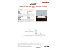 Specification Sheet - Alape AB2 Semi Inset Basin 1 Taphole 800mm White