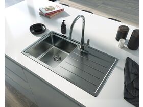 Memo Hugo Single Bowl Sink 1 Taphole Left Hand Bowl with Drainer Stainless Steel