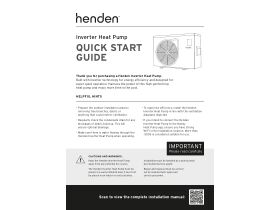 Quick Start Guide - Henden Inverter Heat Pump