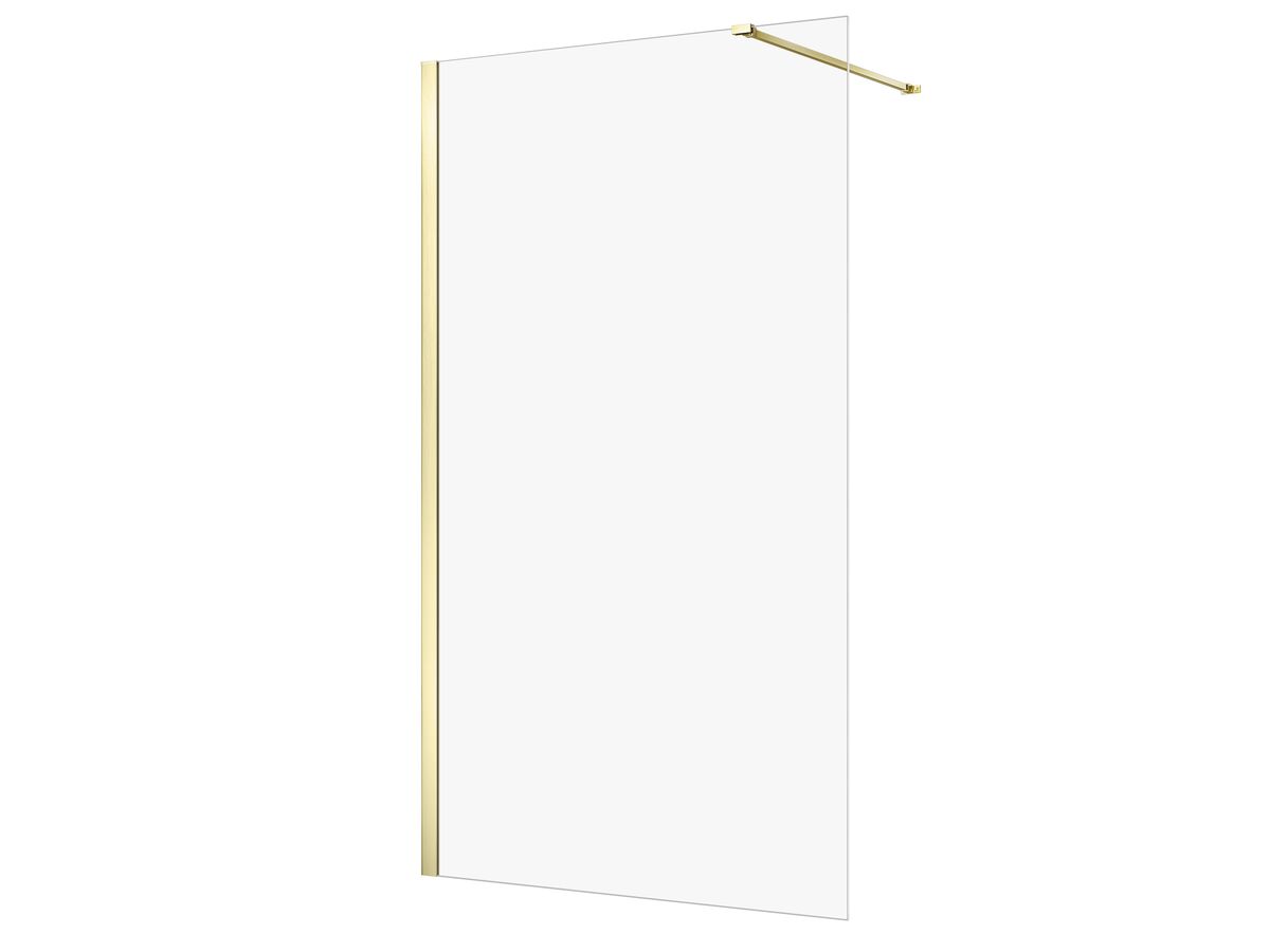 Hero - Kado Lux Frameless Rectangular Panel with Wall Channel Clear Glass 1200mm Brushed Brass