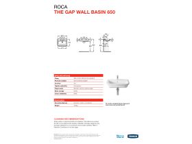 Technical Guide - Roca The Gap Wall Basin 1 Taphole 650 x 470mm White