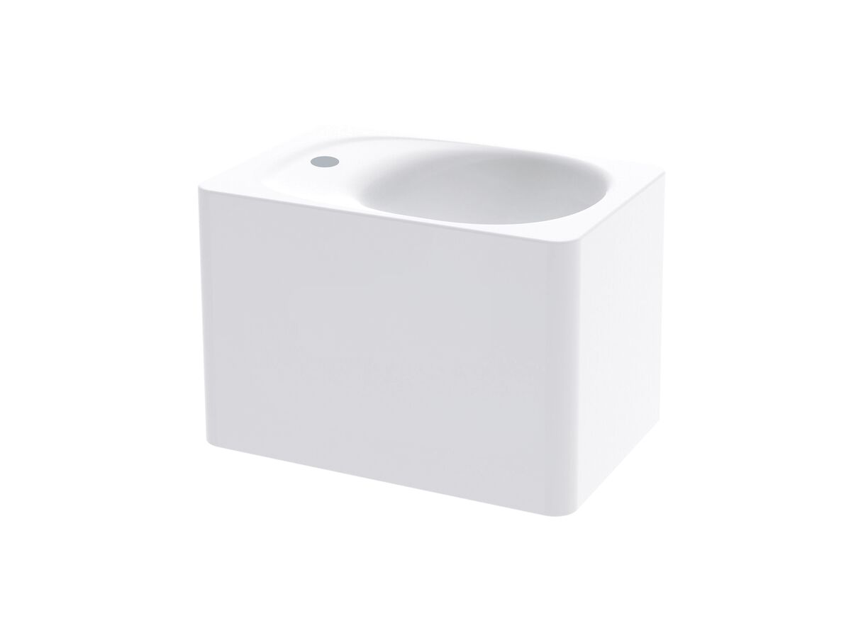 Kado Lussi 420mm Right Hand Wall Basin with Overflow 1 Taphole Matt White Solid Surface
