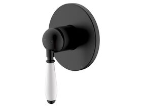 Milli Voir Shower / Bath Mixer Matte Black with Porcelain Lever Handles