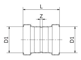 Technical Drawing - >B< Press XL Straight Connector
